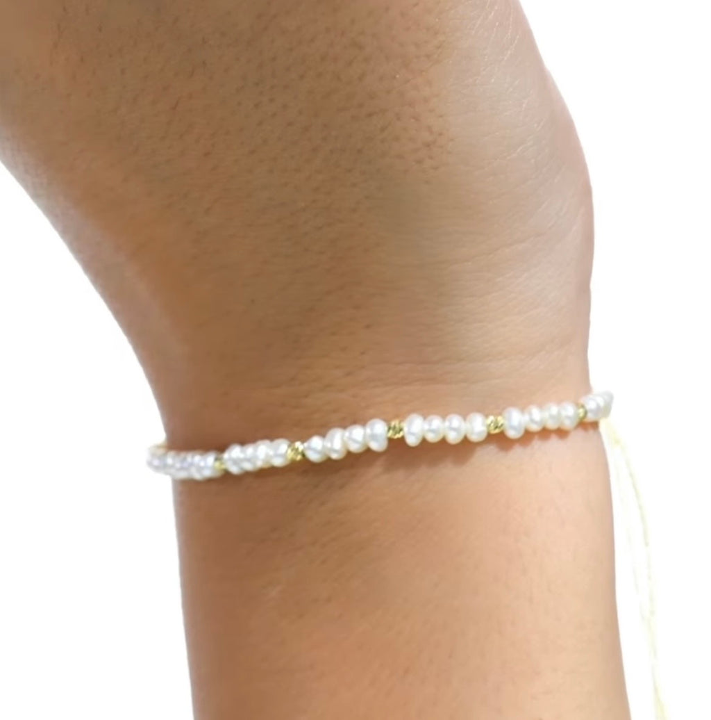 Ensemble jouhar naturelle avec boules en Or18k