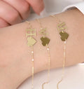 Gourmette coeur lettre en or18k